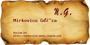 Mirkovics Géza névjegykártya