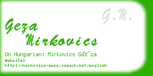 geza mirkovics business card